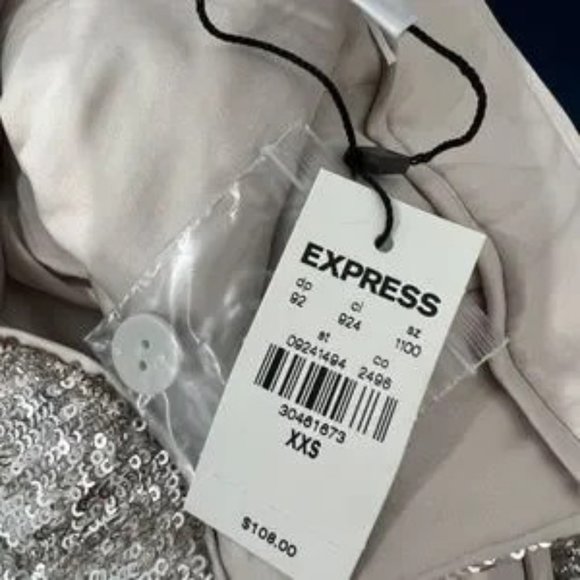 Express High Waisted Sequin Pleated Cropped Trouser NWT - Picture 4 of 4